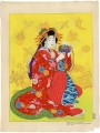daikoku dieu la riqueza personificada por una cortesana de shimabara kyoto japon 1952 Paul Jacoulet Japonés